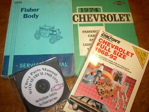 1974 74 Chevrolet Manuals 4 vols Bel Air Biscayne Caprice Brookwood & Parts CD! - Bild 1 von 9