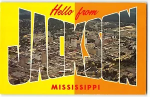 Ciao da JACKSON, MISSISSIPPI - Cartolina d'epoca cromata profondo sud - Foto 1 di 2