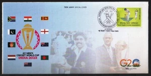 India 2023 Cubierta Especial - Copa Mundial de Cricket Masculino ICC, Kapil Dev, MS Dhoni - Imagen 1 de 2