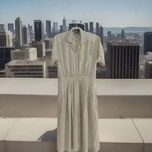 Carol Anderson Petite Vintage dress Ivory Elastic Waist Short Sleeve - Picture 1 of 24
