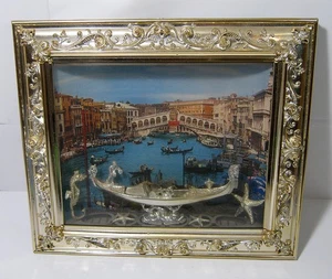 Vintage Italian Souvenir 3D Shadowbox Bild Venedig Italy Gondel - Bild 1 von 3