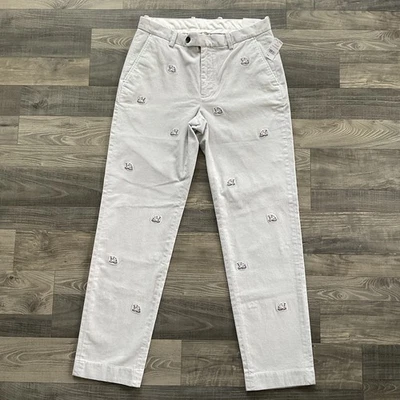 Pantalones de pana Brooks Brothers Clark para hombre 33x32 blancos bordados pingüinos nuevos con etiquetas Foto 1 de 4