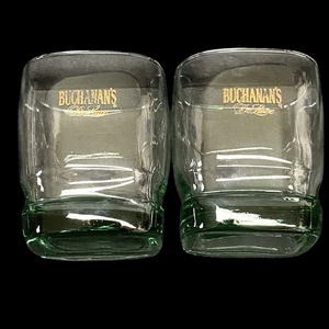 2 Buchanan’s De Luxe Green Glass Scotch Whiskey Lowball Rocks Cocktail Scotland - Picture 1 of 8