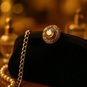 Bolso de Noche Vintage Años 50 Negro Satinado con Rara Cadena de Cierre Floral Aurora Boreal - Imagen 1 de 11