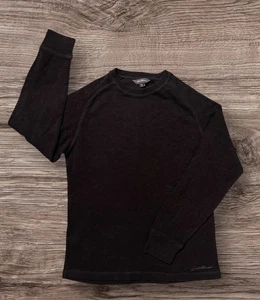 Eddie Bauer Double Knit Athletic Fit Long Sleeve Sweatshirt Top Black Size Small - Picture 1 of 4