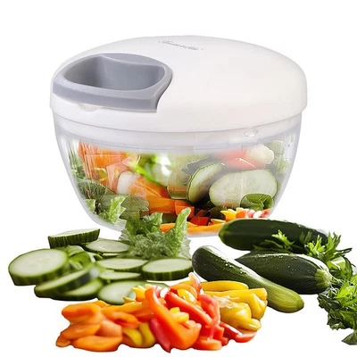 Manueller Zerkleinerer & Gemüseschneider, Zugkordel, 3 Klingen, 500ml - Bild 1 von 4