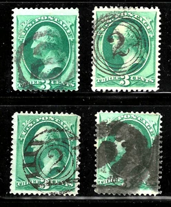 Billete de Washington de 4 centavos de lujo con cancelación de 4 diferentes NÚMERO 2 1871-83 EE. UU. 83B31 - Imagen 1 de 3