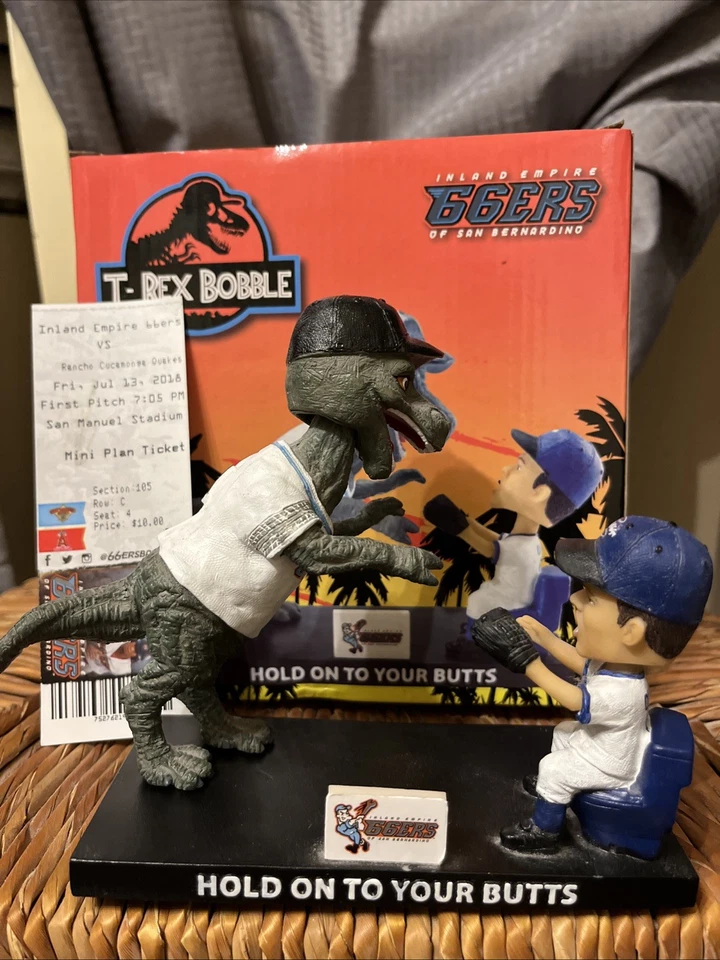 Bobblehead JURASSIC PARK T-REX ~ IE 66ERS SGA Solo 500 Hecho MiLB Foto 1 de 4
