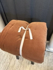 West Elm Cotton Velvet Tack Stitch Quilt King/Cal King, Burnt Umber Color - Picture 1 of 5