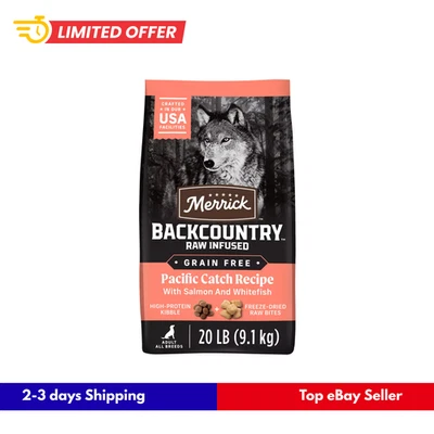 Sale! Merrick Backcountry Raw Infused Grain-Free Salmon & Fish Dry Dog Food 20lb