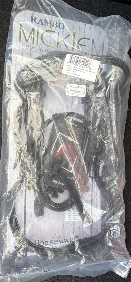 Brida de competición de cuero Rambo Micklem con riendas GRANDE (NEGRO) SBAB53-K000-LH Foto 1 de 2