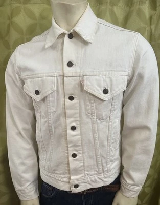 40 Jaqueta Caminhoneiro Branca Vintage Anos 80 LeVI’S TYPE III 527 Stud Fabricada nos EUA TRIM FIT - Imagem 1 de 4