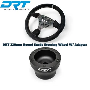 DRT Motorsports 330mm Round Steering Wheel Suede W Adaptor KAWASAKI KRX 1000 / 4 - Foto 1 di 10