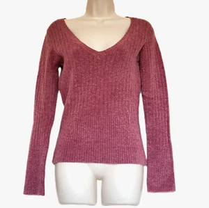 LE CHATEAU Vintage Y2K Pink Women's V-Neck Striped Sweater Size Medium - Picture 1 of 5