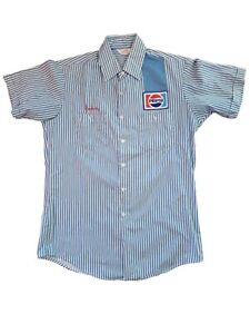 Vtg Pepsi Employees work shirt Unitog Union USA Blue/white stripped SS 15-15 1/2