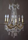 Grand lustre  6 lumires en bronze et pampilles en cristal de style Louis XVI