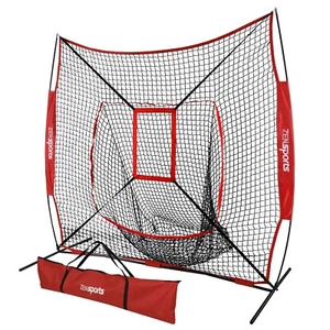 Portable 7×7' Baseball Net Softball Practice Hitting Net Bow Frame W/Carry Bag - Picture 1 of 10