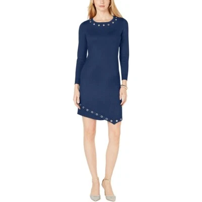 NY Collection Womens Petites Grommet Ribbed Trim Sweaterdress, Petite Medium - Image 1 of 2