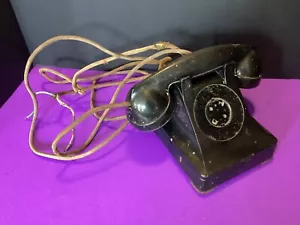 GLOCKENANLAGE Telefon von Western Electric - Modell F1, schwarz Bakelit, Stoffkabel Kabel - Bild 1 von 13