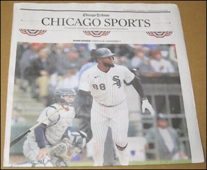 4/13/2022 Chicago Tribune Newspaper Sports Luis Robert White Sox Win Home Opener - Picture 1 of 5