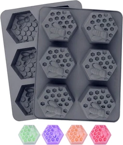 DD-life 2Pcs 3D Bee Silicone Soap Molds, Hexagonal Honeycomb Silicone Molds for - Picture 1 of 10