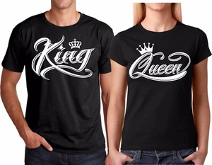 King OR Queen NUEVOS SAN VALENTÍN Pareja de Navidad a Juego Divertidas Lindas Camisetas - Imagen 1 de 7
