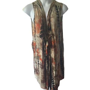 Coin 1904 Womens Vest Tie Dye Hooded Fairy Forest Punk Lagenlook Boho Sz 2X Arty - Picture 1 of 8