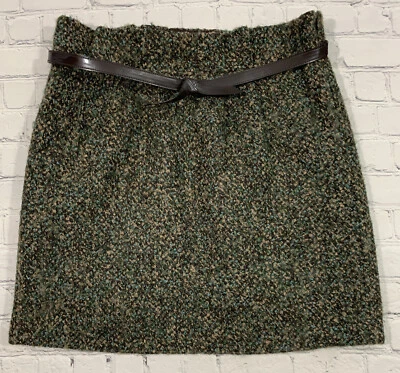 Falda Milly Of New York Talla 8 Boucle Mezcla Lana Mohair con Cinturón de Cuero Forrado Foto 1 de 4