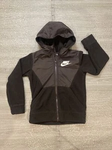 Nike Jacket Hoodie Sportswear Fleece Black Long Sleeve Full Zip Boys Youth 7 - Picture 1 of 7