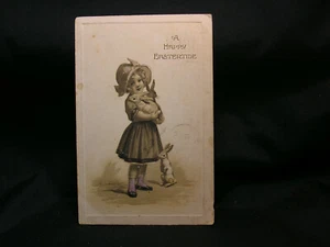 Vtg Easter Postcard -Happy Eastertide - posted 1913 - flag postmark - Picture 1 of 2