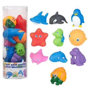 10pc Water Sea Animal Squirties Bath Time Fun Play Toys Children Plastic Squeeze - Picture 1 of 14