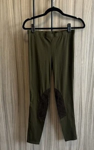 Rugby Ralph Lauren Green Stretch With Suede Patch Equestrian Leggings S Small - Picture 1 of 5
