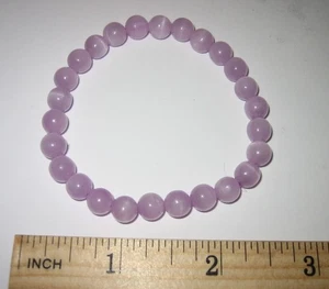 PULSERA ELÁSTICA PIEDRA CRISTAL KUNCITA REDONDA 7.5" PULIDA RARA 6mm 14.6 gramos - Imagen 1 de 4