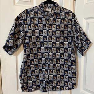 VTG Sauce by Berne Men’s Button Up Camp Shirt SS Fisherman Y2K 90s Sz M Blue - Bild 1 von 7