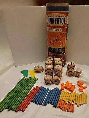 Vintage 1972 Questor Tinkertoy Set with Canister Set 146 Super Transit *See Desc - Image 1 of 4