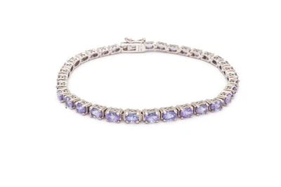 Pulsera tenis de plata de ley 925 de iolita de 7" Foto 1 de 4