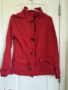 Love Mujer’s Toggle Cremallera Completa Sudadera Chaqueta Con Capucha Con Bolsillos Rojo - Talla L - Imagen 1 de 8