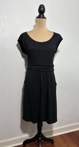 Boden Margot Dress Womens 10R Black Cap Sleeve Pockets Soft Scoop Neck Classic - Picture 1 of 15