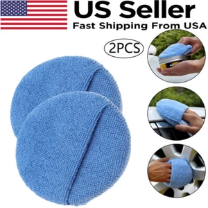 2 PCS Soft Microfiber Car Wax Sponge Car Wash Cleaning Sponge Cloth With Pocket - Picture 1 of 12