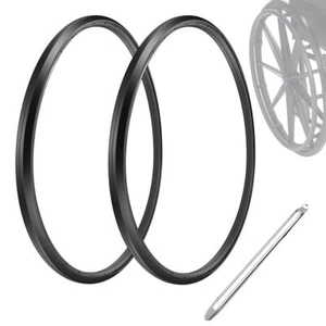 (1 Pair) Wheelchair Rear Wheel Tire Wheelchair Tire 24 "X 1" Universal Flat-Free - Picture 1 of 6