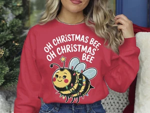 Christmas Sweatshirt Oh Christmas Bee Funny Xmas Sweater Christmas Jumper Day - Picture 1 of 8