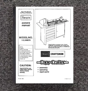 Copy Crafter Instruction Operators Manual Fits 1984 Craftsman 113.249070 - Picture 1 of 13