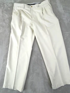 Pantalones de vestir de golf Callaway marfil tecnología C poliéster para hombre 38" x 32" plisados delanteros - Imagen 1 de 9