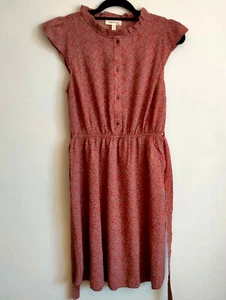 Monteau Los Angeles Dress Size L Sheer Floral Print Tie Waist Ruffle - Picture 1 of 8