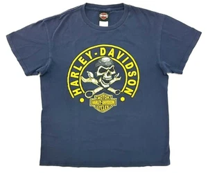 Harley Davidson Skull Tee Navy Blue Size M Mens T-Shirt West Palm Beach Florida - Picture 1 of 12