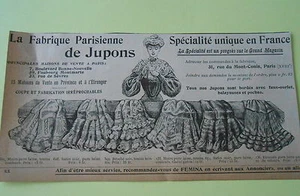 Pub La Fabrique Parisienne de Jupons Advert Originale Print 1903 - Bild 1 von 1