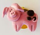 Little Pink Pig Pin Badge Funny Cartoon Animal Vintage Novelty (K20)
