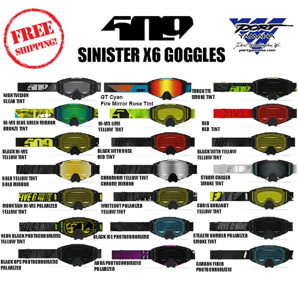 509 Sinister X6 Goggles - Carbon Fiber Black Ops Black Fire Night Vision GT Cyan Foto 1 de 1