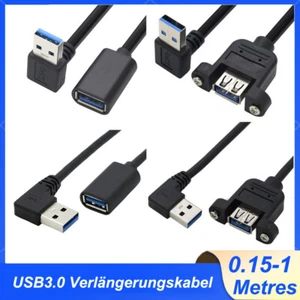 USB Verlängerungskabel USB 3.0 A Winkel 90° Adapter Stecker Buchse Kabel 0.3-1M - Bild 1 von 17