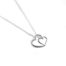 Two Hearts Charm Necklace in Sterling Silver 925